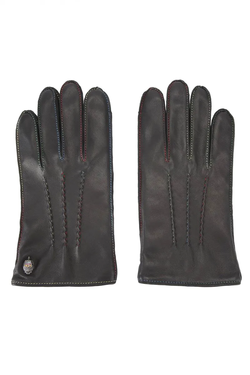 KURT GEIGER ΓΑΝΤΙΑ EAGLE LEATHER GLOVES LOGO ΜΑΥΡΟ