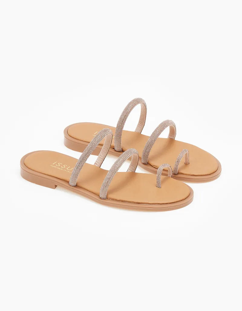 Flat σανδάλια ελληνικής κατασκευής με toe ring - Χαλκός
