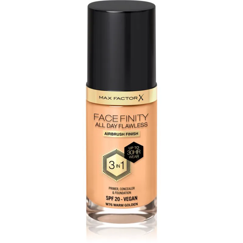 Max Factor Facefinity All Day Flawless μακράς διαρκείας μεικ απ SPF 20 απόχρωση 76 Warm Golden 30 ml