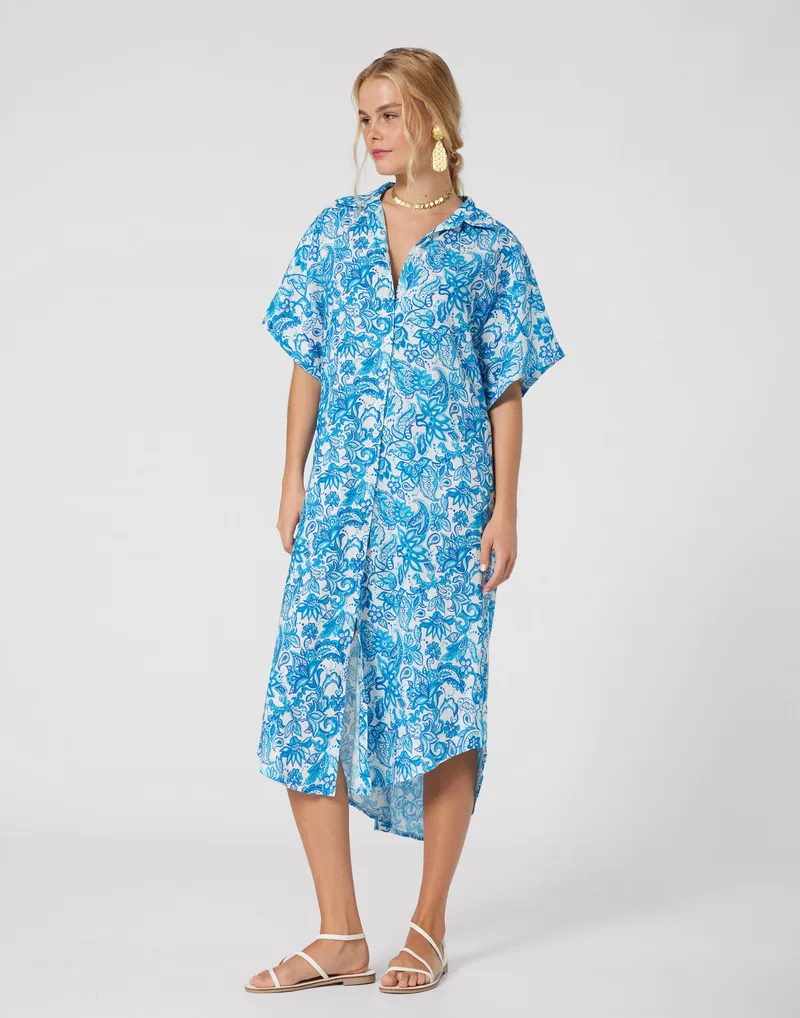 WOMEN’S LONG SHIRT DRESS CYCLADIC