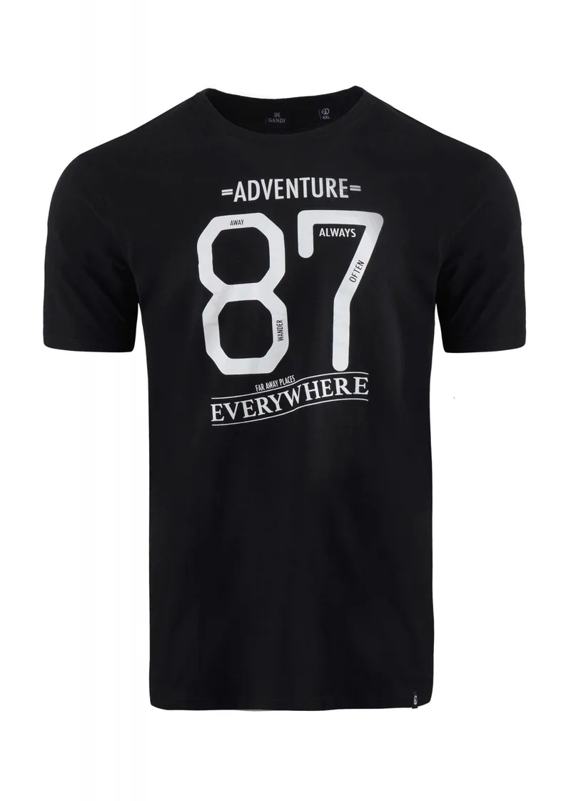 Ανδρικό t-shirt λαιμόκοψη στάμπα Αdventure. Casual Style ΜΑΥΡΟ