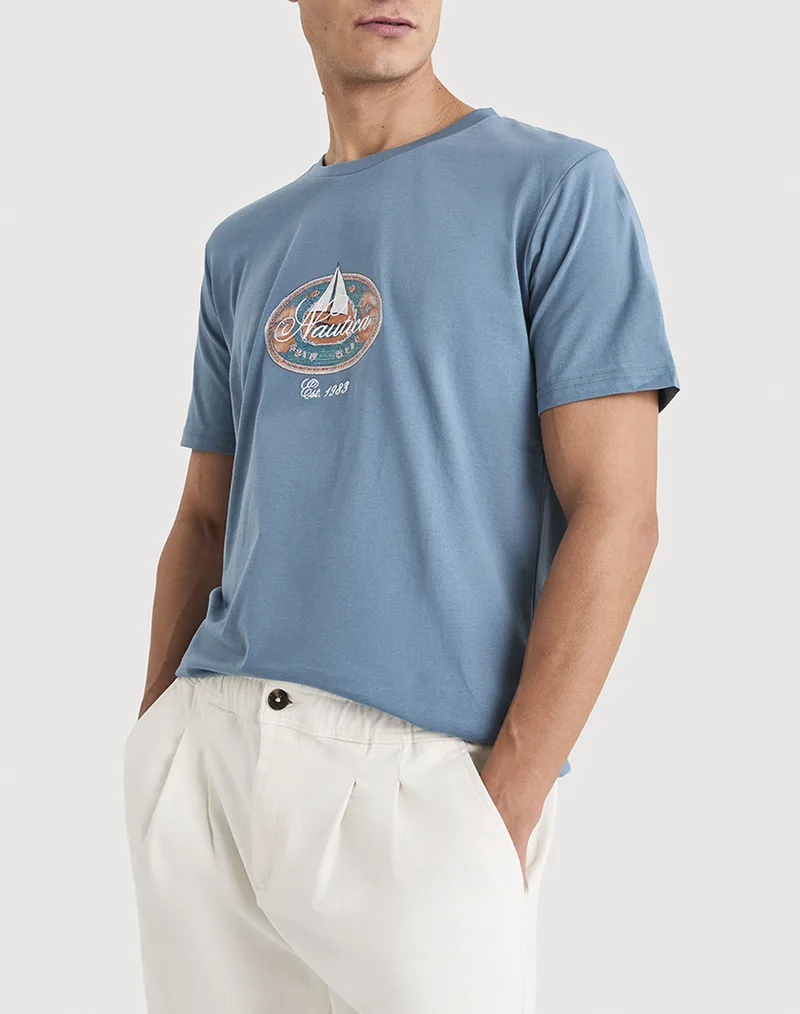 NAUTICA ΜΠΛΟΥΖΑ T-SHIRT ΚΜ Mosa T-Shirt 3NCN1V03976-518 SteelBlue