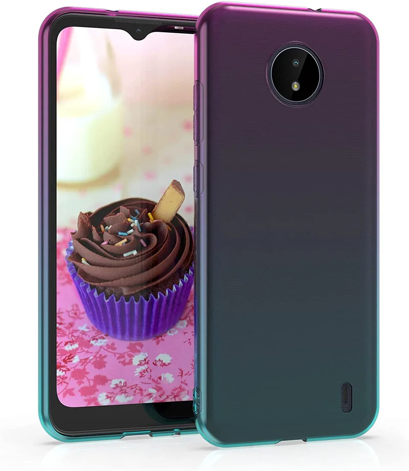 KWmobile Θήκη Σιλικόνης Nokia C20 / C10 - Bicolor / Dark Ροζ / Blue / Transparent (54862.01)