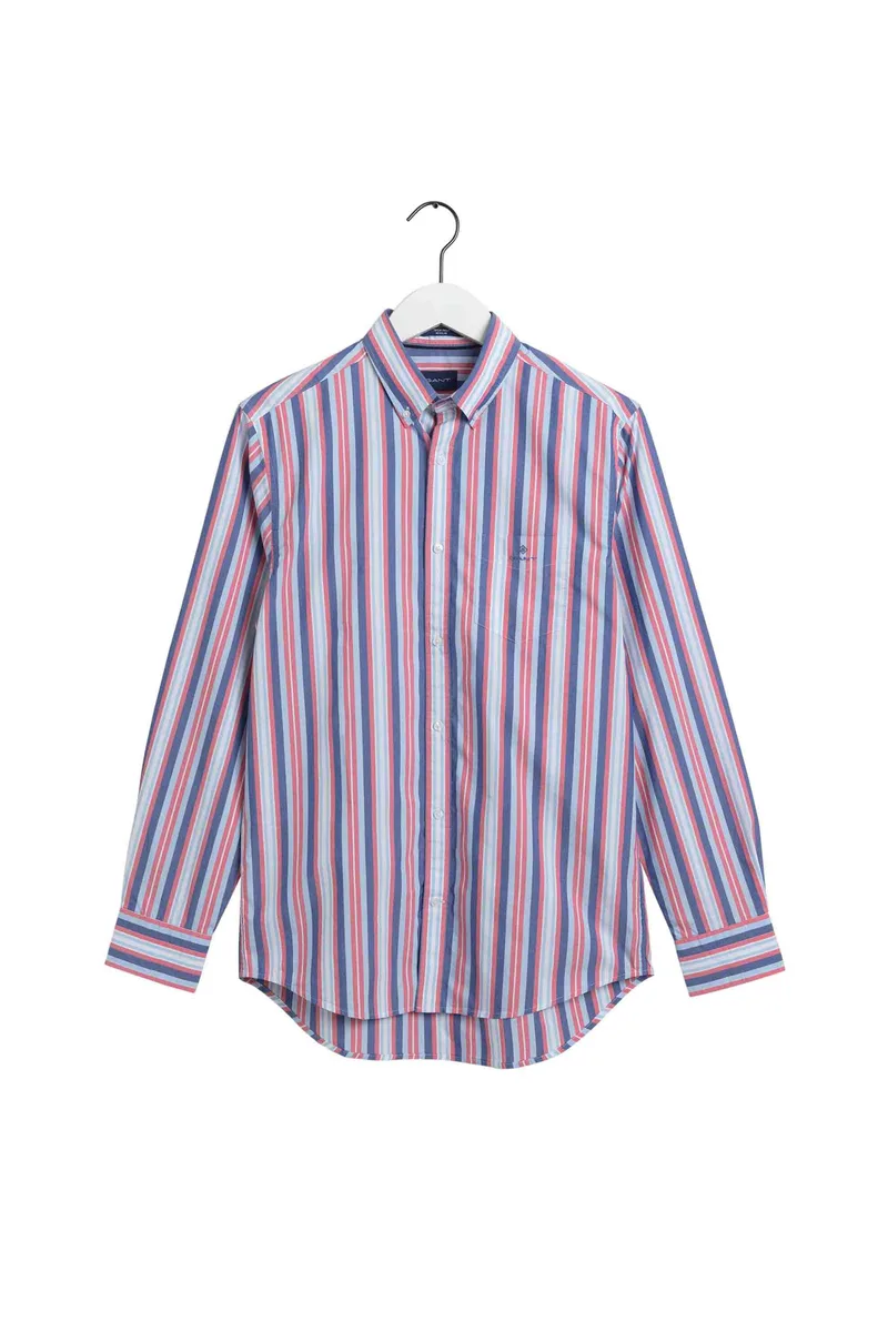 Gant ανδρικό πουκάμισο button down με ριγέ σχέδιο και τσέπη με λογότυπο Regular Fit - 3033130 Ροζ