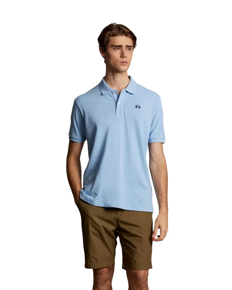 La Martina Ανδρική Polo Μπλούζα BPMP11PK031-07003 Σιέλ