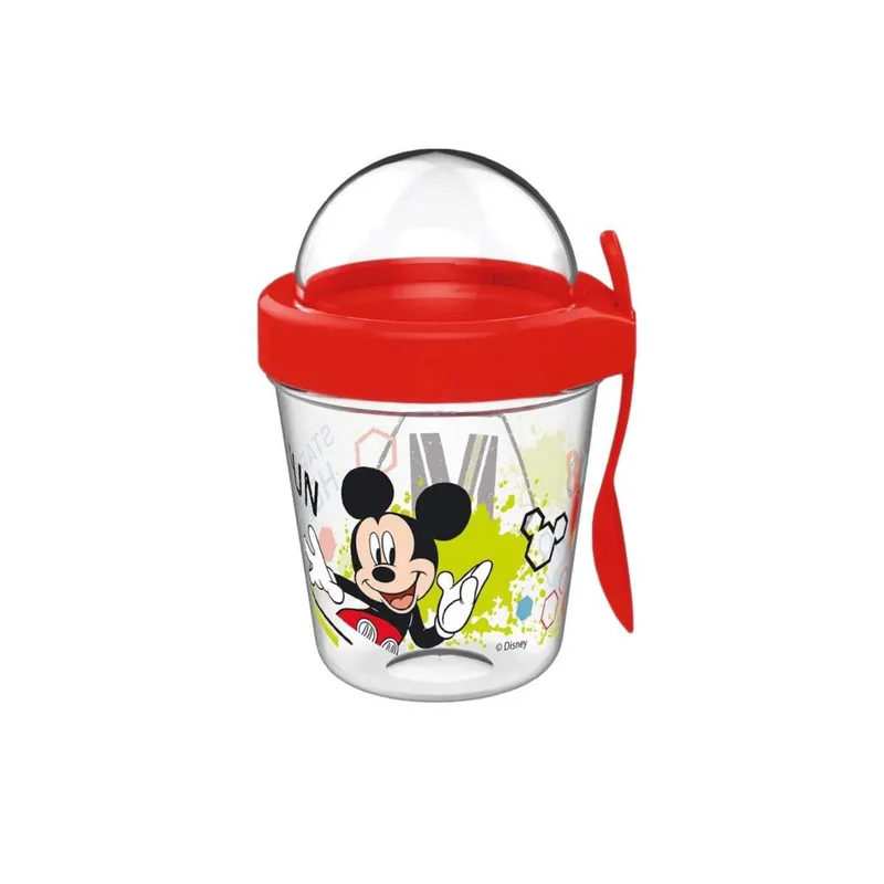 Mickey Σετ Ποτήρι Με Κουτάλι Και Καπάκι Tritan Muesli Cup Disney 350ml