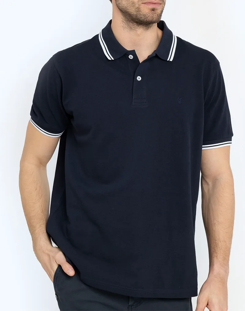 THE BOSTONIANS ΜΠΛΟΥΖΑ POLO PIQUE TWIN TIPPED REGULAR 3PS1271-NAVY MidnightBlue