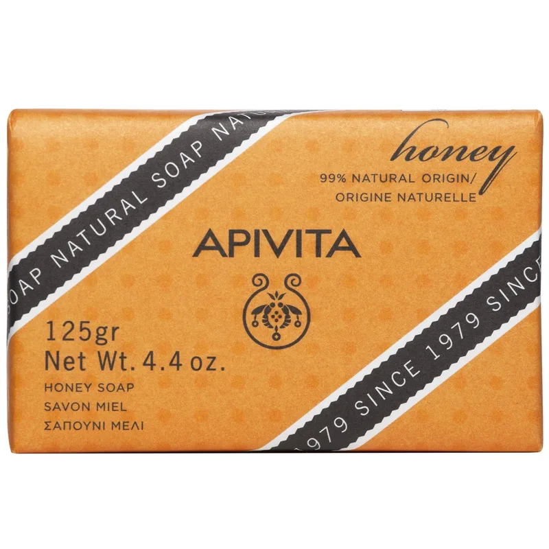 Apivita Natural Soap With Honey Φυτικό Σαπούνι με Μέλι, με Καταπραϋντικές & Μαλακτικές Ιδιότητες, Ιδανικό για Ξηρή Επιδερμίδα 125g