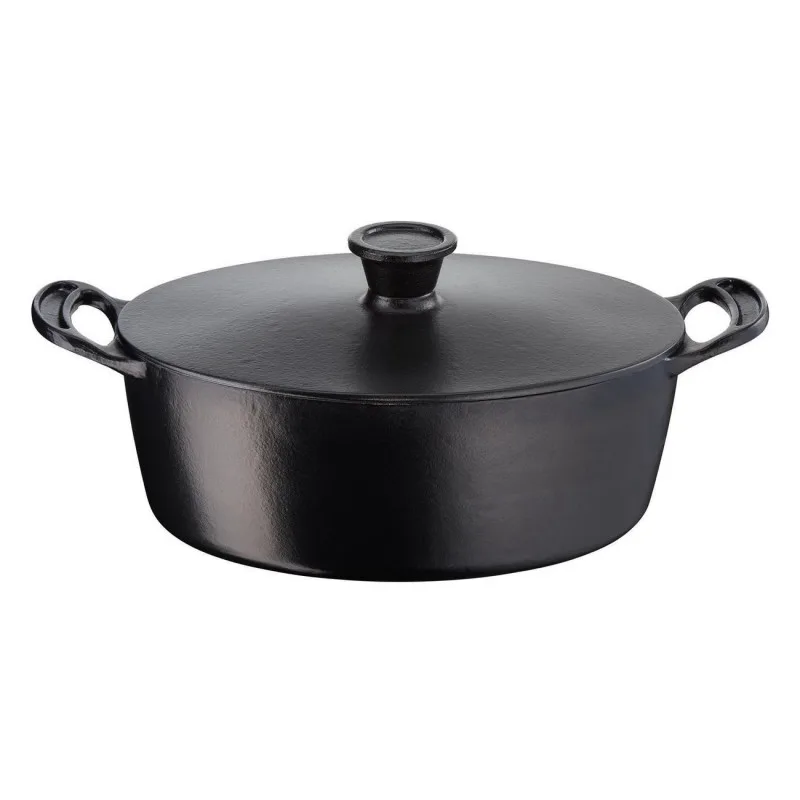 Χυτοσίδηρη κατσαρόλα Tefal E2125455 Jamie Oliver, 5,1 l, 45 cm, Οβάλ σχήμα, Έως 250C, Εμαγιέ, Επαγωγική, Μαύρο
