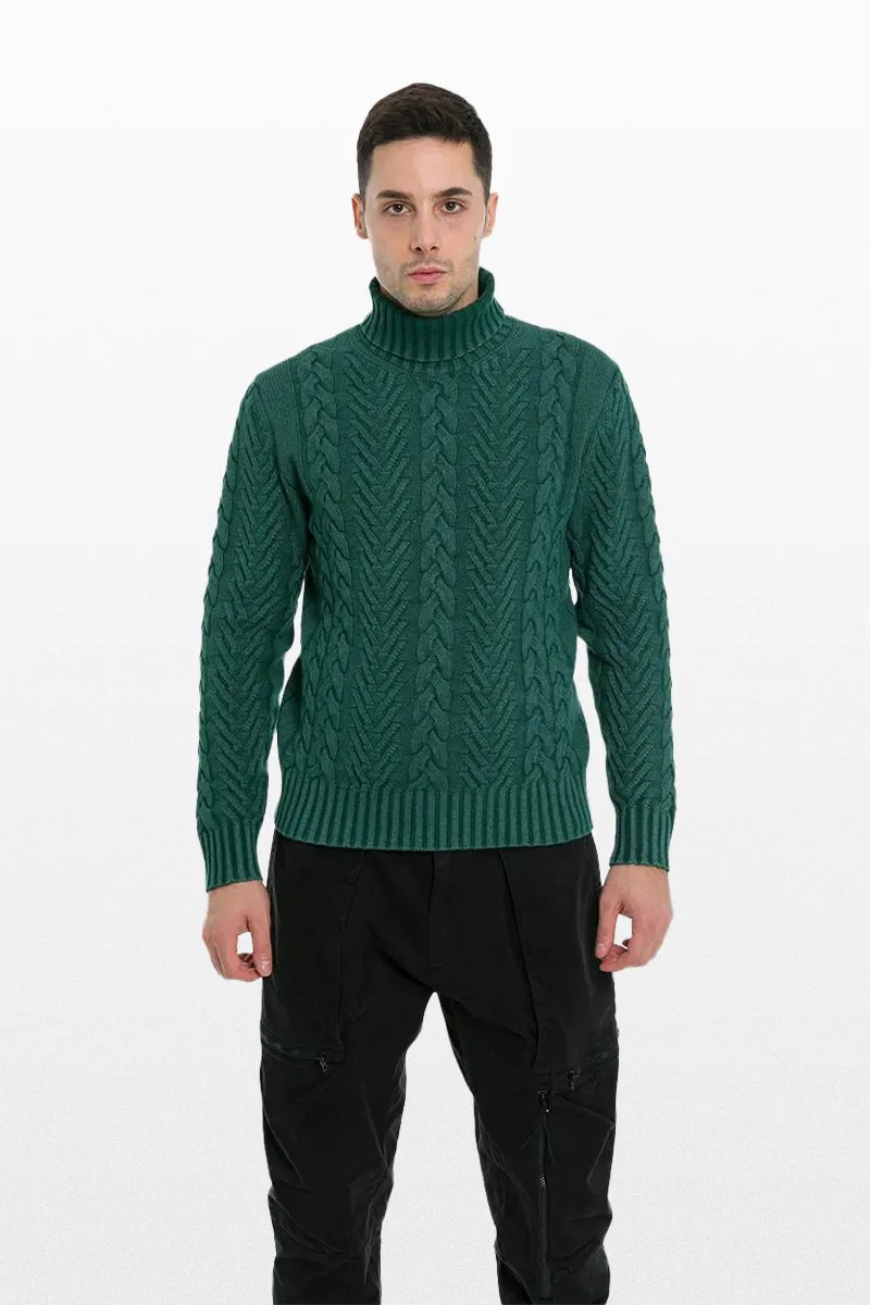 +39MASQ Ανδρικό Γκρι Mountain Green Turtle Neck Sweater