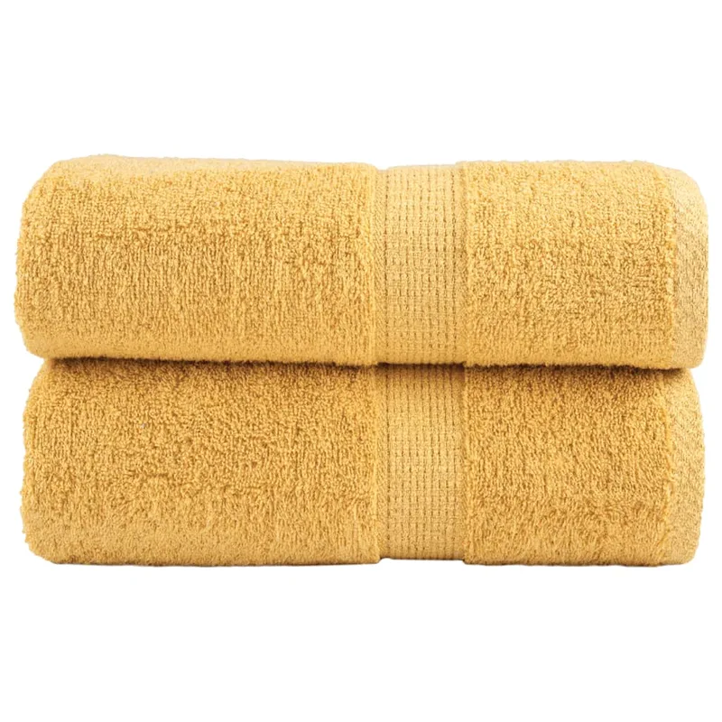 vidaXL Πετσέτες Ξενώνα Premium SOLUND 2 τεμ. Χρυσές 30x50 εκ. 600 γρ./τ.μ.