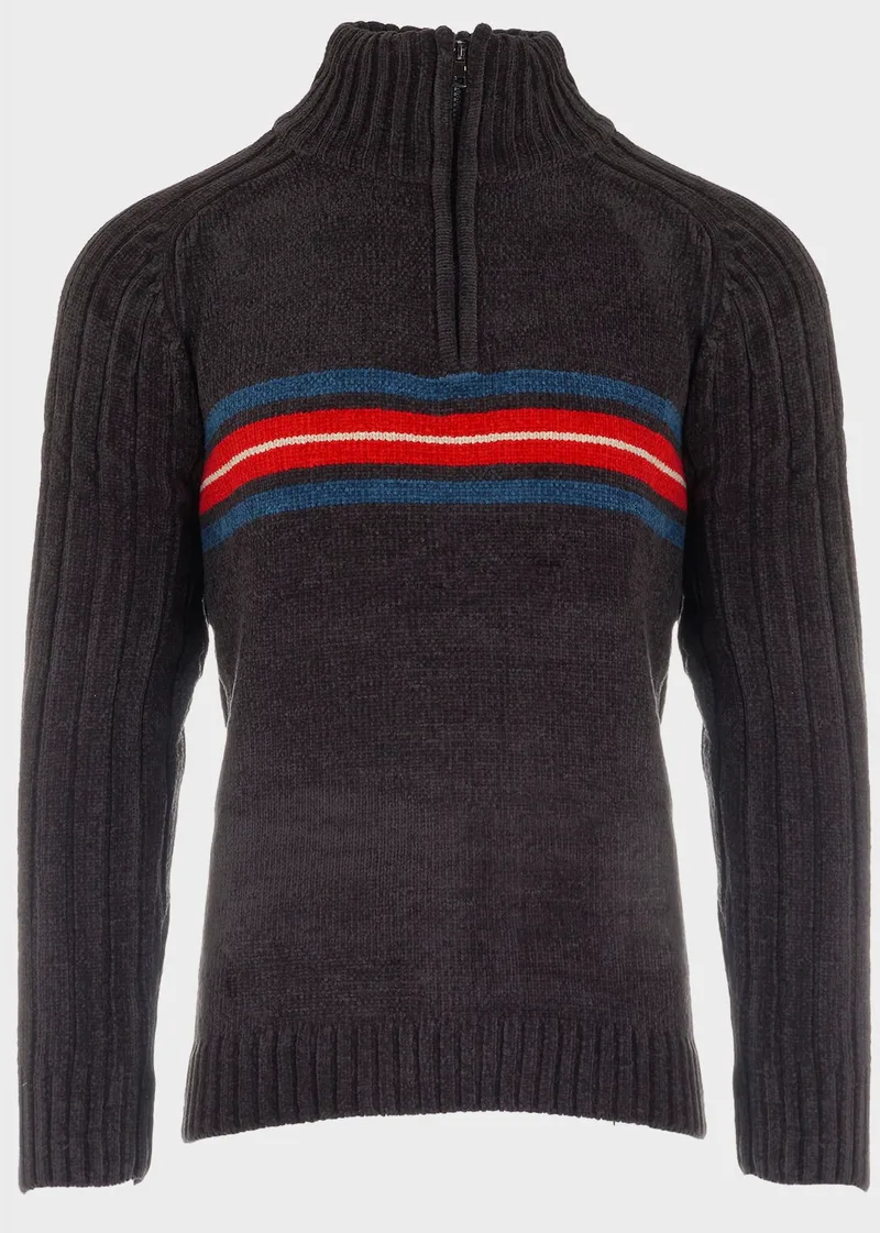 Ανδρικό πουλόβερ senil φερμουάρ reglan μανίκι. Τimeless Style ΓΚΡΙ