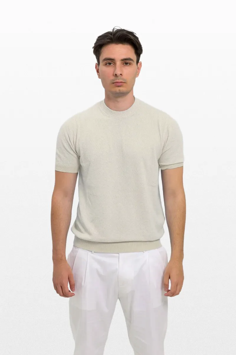 +39MASQ Ανδρικό Μπεζ Textured T-Shirt In Μπεζ