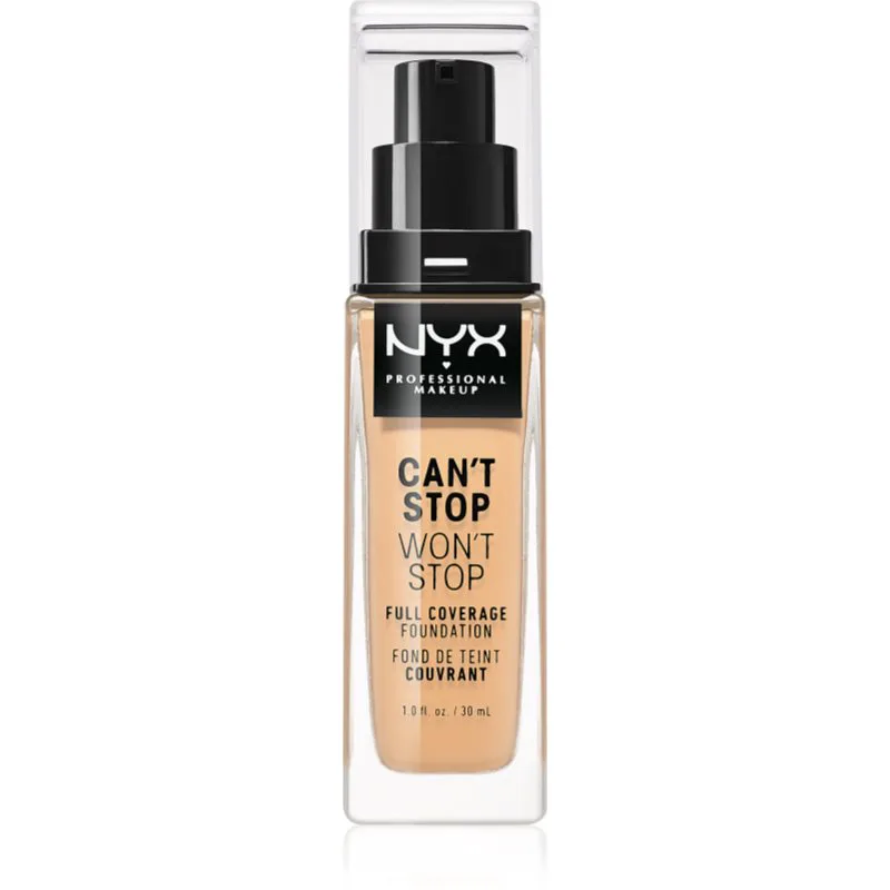 NYX Professional Makeup Can't Stop Won't Stop Full Coverage Foundation Βάση πλήρους κάλυψης απόχρωση 7.5 Soft Μπεζ 30 ml