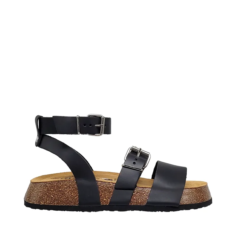 Plakton δερμάτινα flatforms 636129 μαύρο