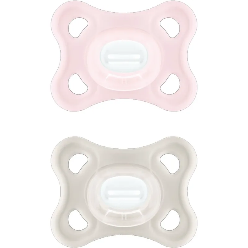 Mam Comfort Silicone Soother 0-3m Ελαφριά Ορθοδοντική Πιπίλα Σιλικόνης για τη Σωστή Στοματική Ανάπτυξη, Ιδανική για Νεογέννητα 2 Τεμάχια, Κωδ 126SG - Ροζ / Κρεμ