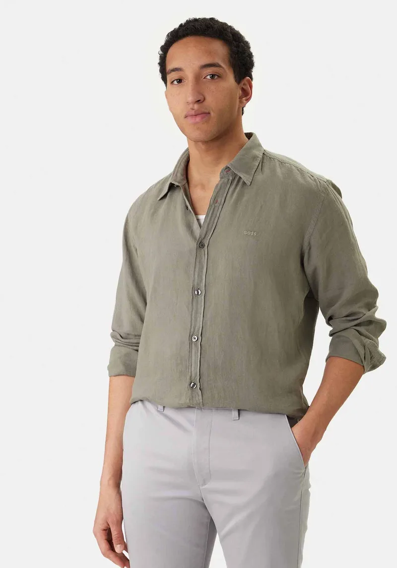 BOSS Λινό Πουκάμισο Relegant - 50567579 076 Open Grey