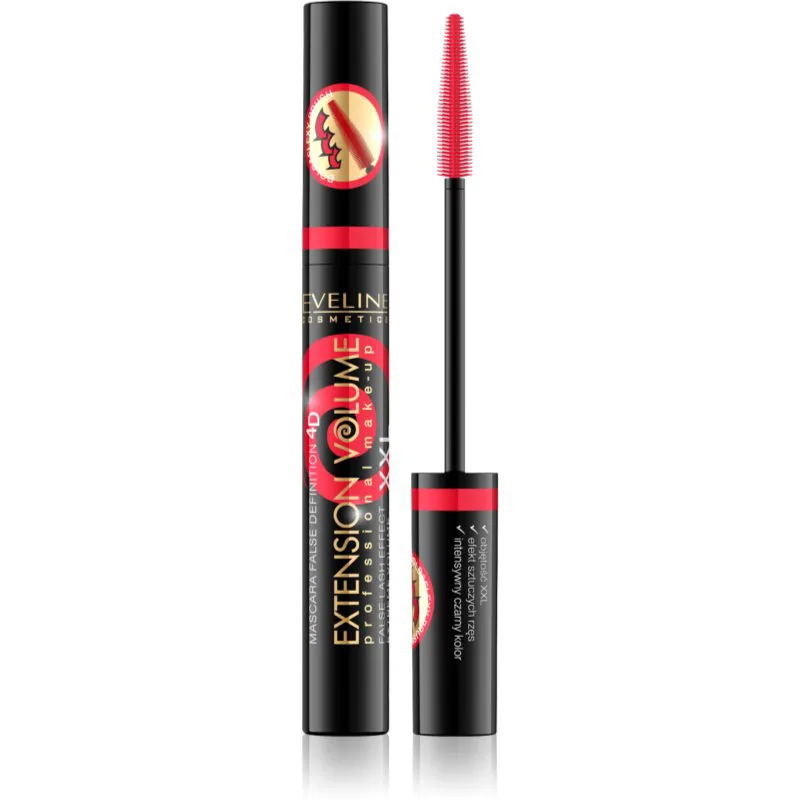 Eveline Cosmetics Extension Volume μάσκαρα για επιπλέον όγκο με αποτέλεσμα ψευτικών βλεφαρίδων απόχρωση Black 10 ml