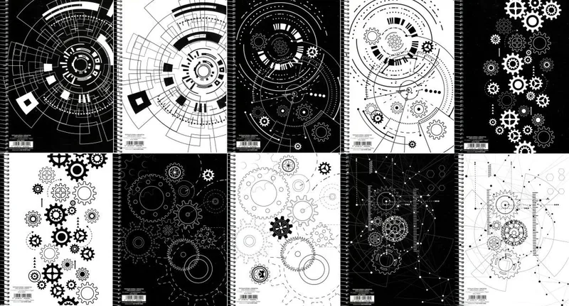 Τετράδιο σπιράλ ριγέ A & G Paper Gears 4 θέματα/120 φύλλα B5 (10 σχέδια)