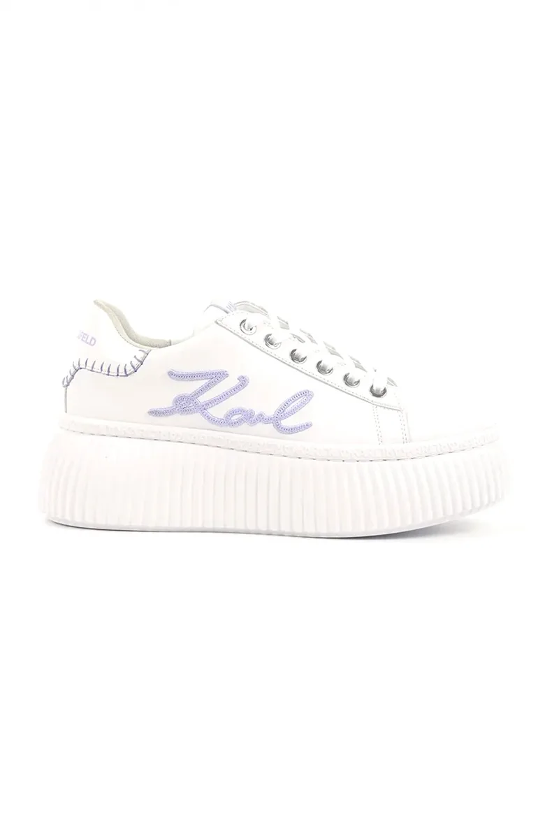 KARL LAGERFELD ΠΑΠΟΥΤΣΙΑ SNEAKERS KREEPER LO ANAΓΛΥΦΟ LOGO ΛΕΥΚΟ/ΛΙΛΑ