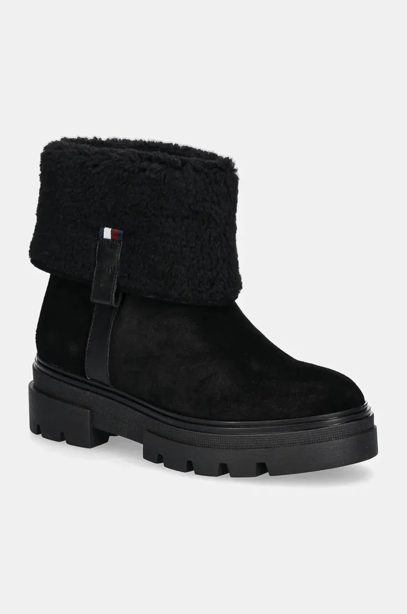 Σουέτ μπότες Tommy Hilfiger FAUX FUR SUEDE ROLL-DOWN BOOT
