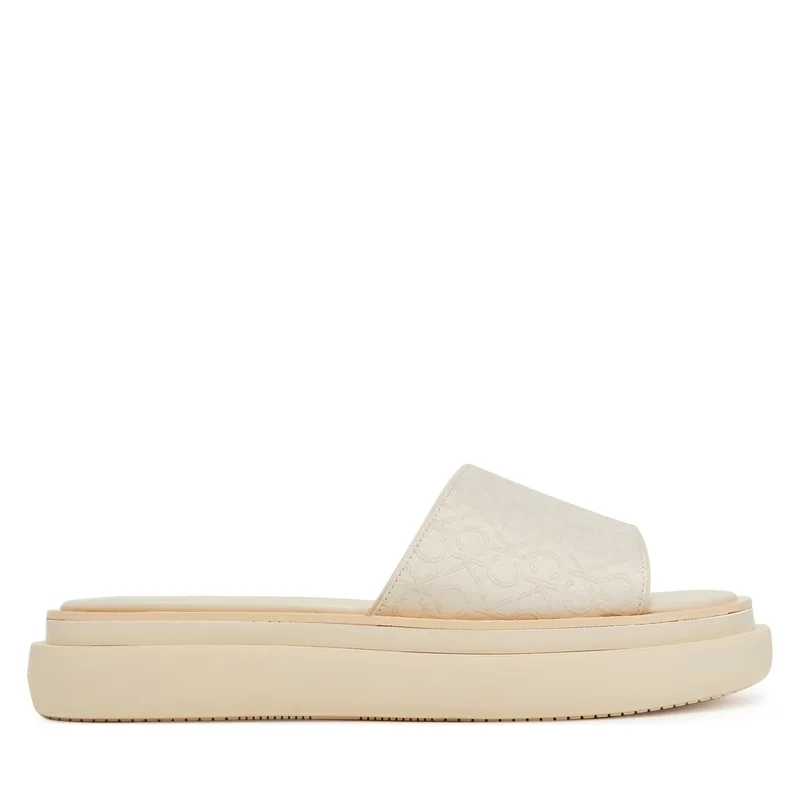Παντόφλες Calvin Klein Flatform Slide Jacq HW0HW02461 Εκρού