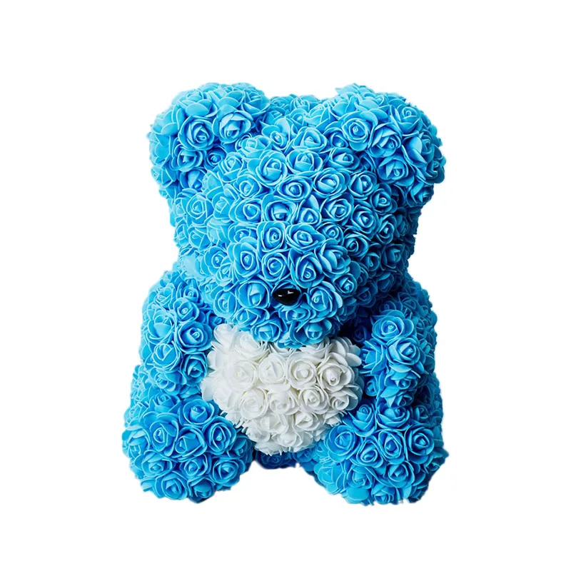 Rose Bear Γαλάζιο Premium 40cm σε κουτί