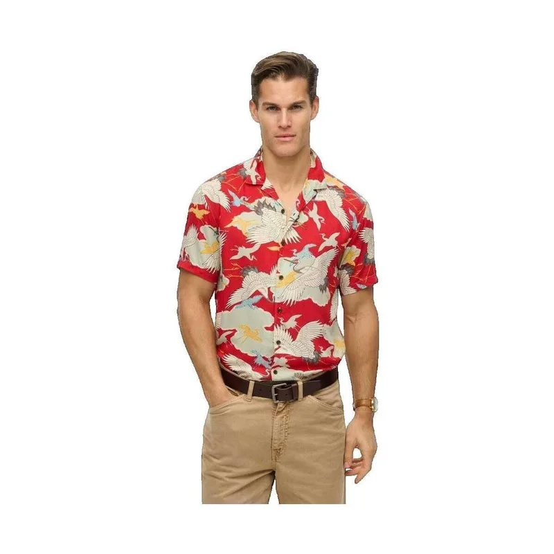 Πουκάμισο με κοντά μανίκια Superdry Chemise manches courtes Merchant rouge
