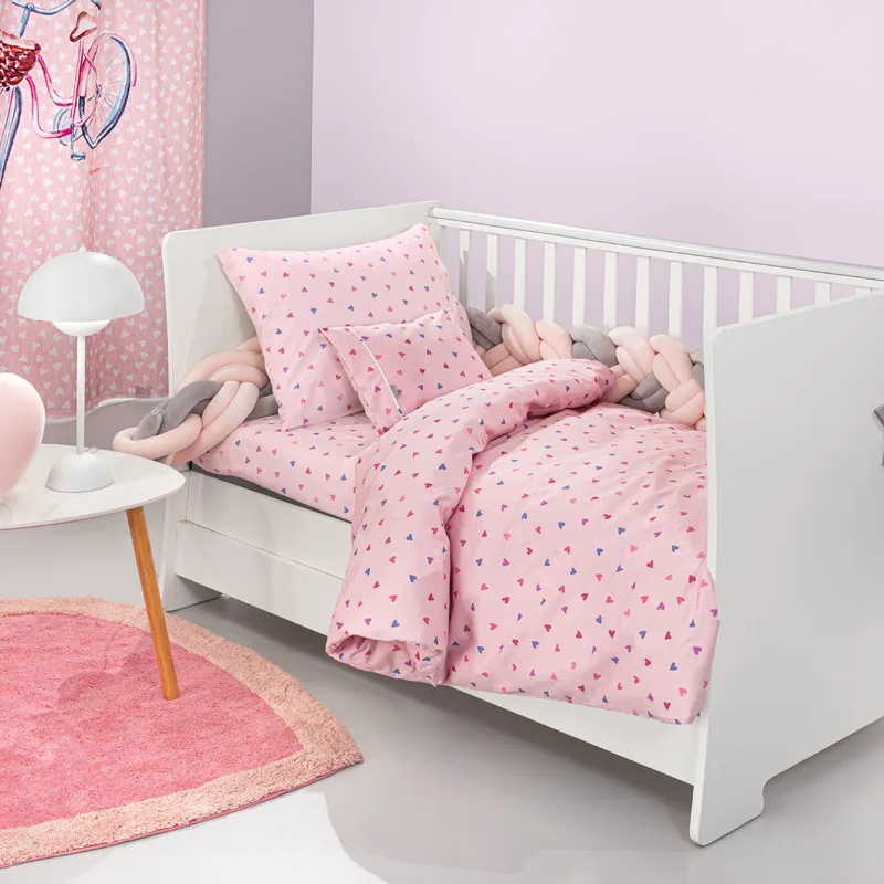 Σεντόνια Κούνιας (Σετ) 115X170 Guy Laroche Bebe Amore Ροζ Χωρίς Λάστιχο (115x170)