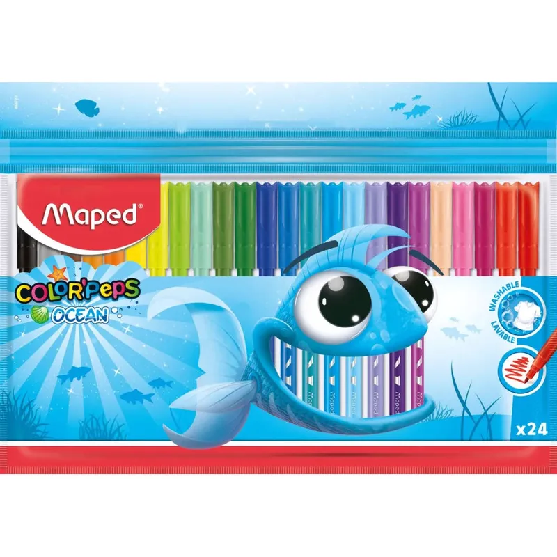 Μαρκαδόροι Maped Color'Peps Ocean σε Πλαστική Θήκη 24Τμχ 845722