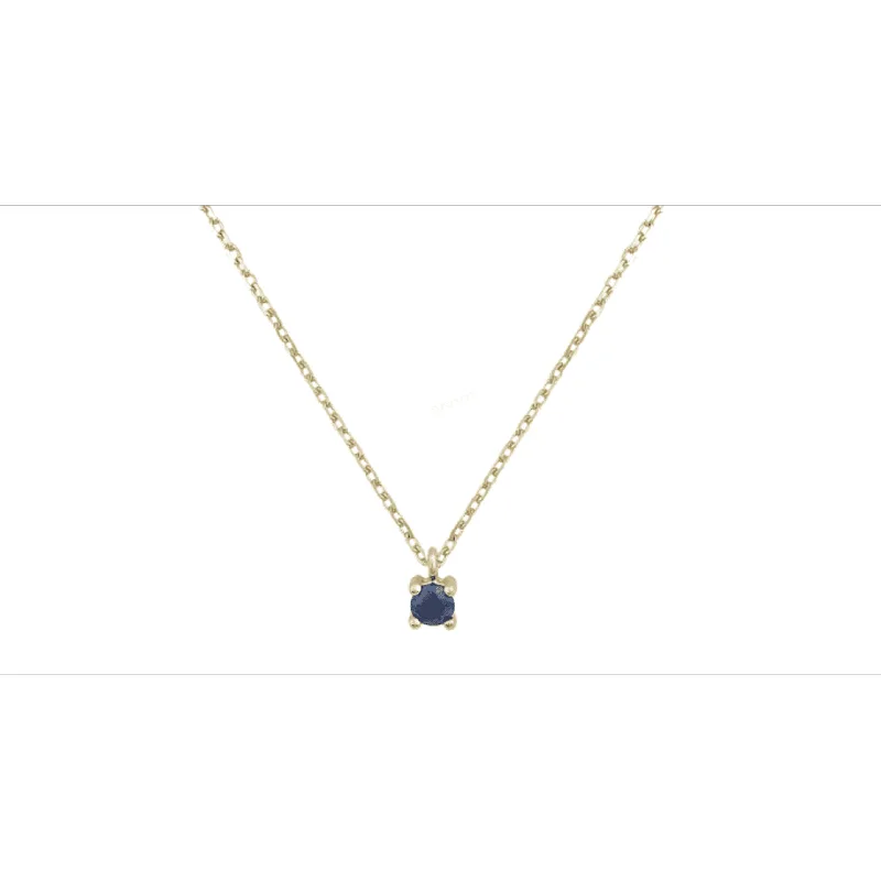 Κολιέ χρυσό 14κ μονόπετρο με blue zirconium k8150