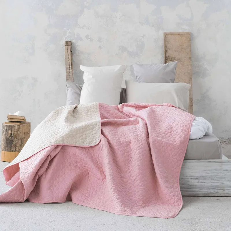 Κουβερλί Μονό 2 Όψεων Nima Layers Cerchio Rouge Pink/Linen