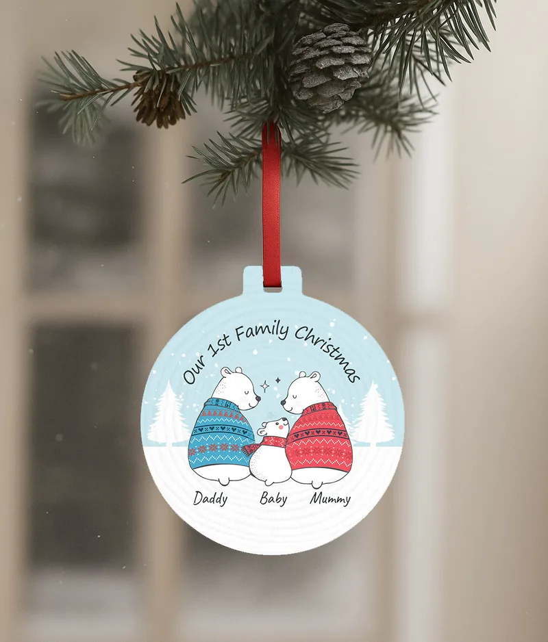 Ξύλινο χριστουγεννιάτικο στολίδι - Our first Family Christmas