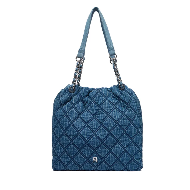 Τσάντα Tommy Hilfiger Th Feminine Tote Denim AW0AW18866 Μπλε