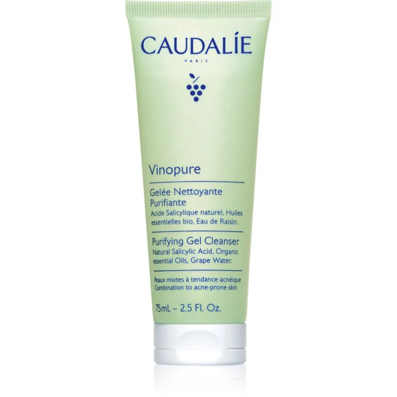 Caudalie Vinopure Purifying Gel Cleanser τζελ για βαθύ καθαρισμό για λιπαρή και προβληματική επιδερμίδα 75 ml