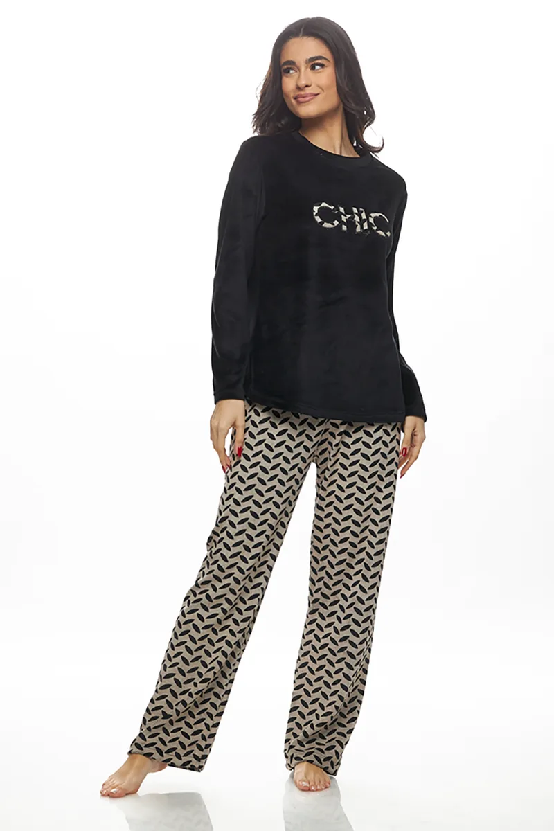 Galaxy Γυναικεία χειμερινή βελούδινη πυτζάμα "Chic"-840-25