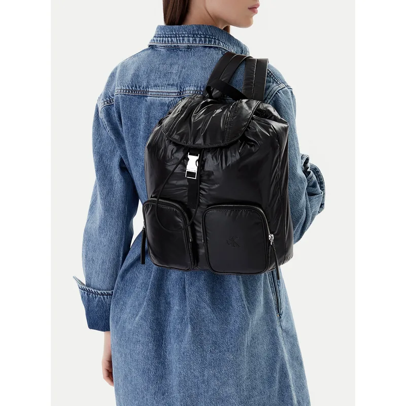 Σακίδιο Calvin Klein Pocket Nylon Flap Backpack LV04F3406G Μαύρο