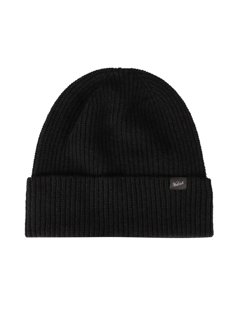UNISEX ΣΚΟΥΦΟΣ KNITTED RIBBED BEANIE WOOLRICH ΜΑΥΡΟ