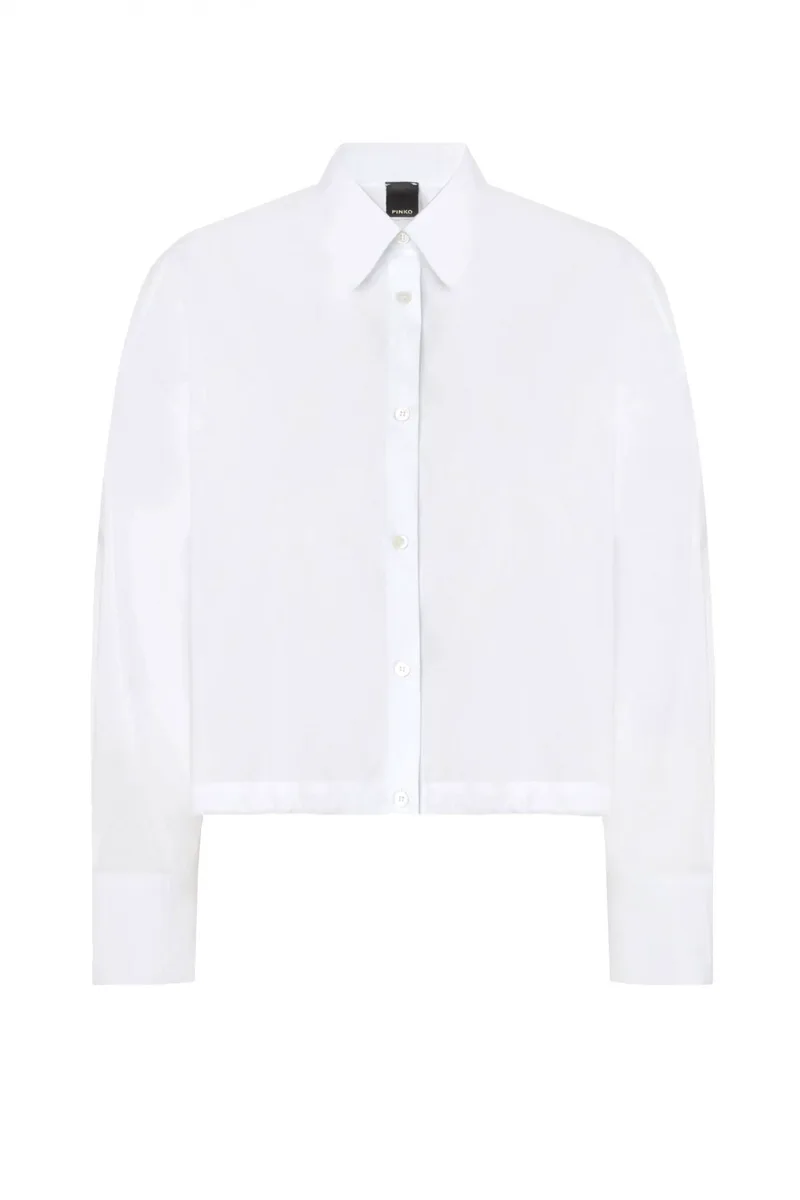 PINKO ΠΟΥΚΑΜΙΣΟ CROPPED CAMMIE SHIRT ΛΕΥΚΟ