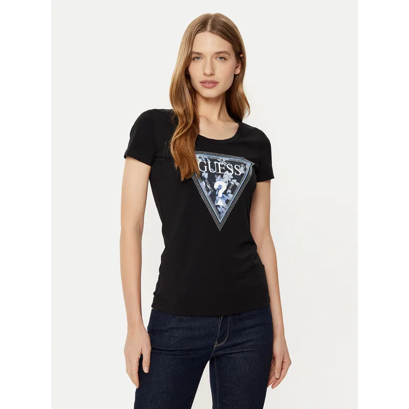 Guess T-Shirt W5RI00 J1314 Μαύρο Regular Fit