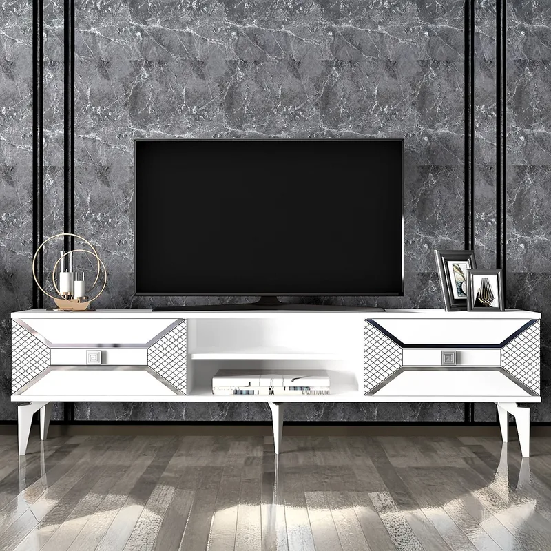 Βάση Τηλεόρασης Yumedi - White, Silver 475Olv1159 (150x50x30)