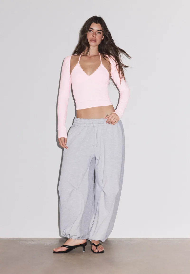 Stradivarius Μπολερό Slim Μακρύ Μανίκι Παστέλ Ροζ M