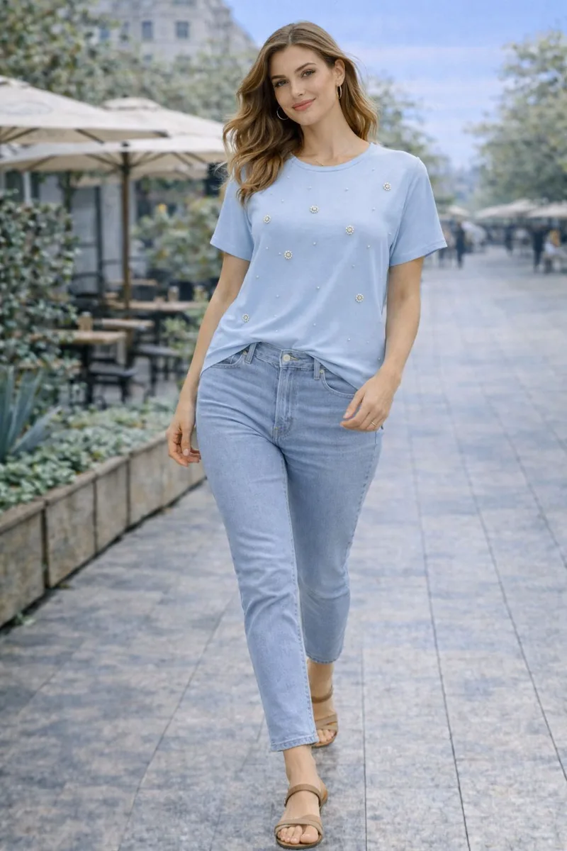 Μπλούζα Με Στρας Λεπτομέρειες – Σιέλ | Dress Up Σιέλ