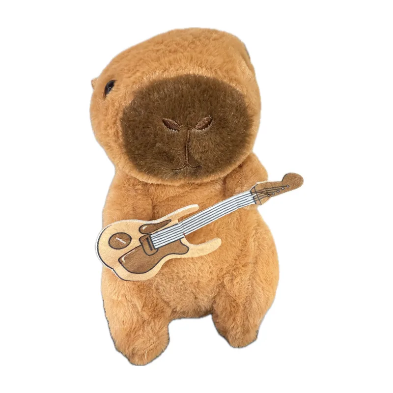 Λούτρινο Capybara με Κιθάρα Τσόχινη 23cm Καφέ