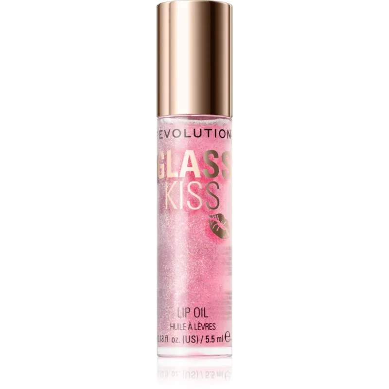 Revolution Glass Kiss αστραφτερό λάδι για τα χείλη απόχρωση Fairytale Peach 5.5 ml