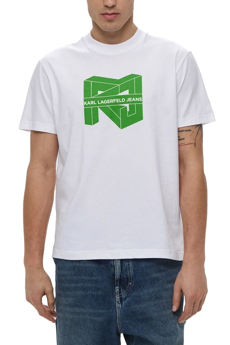 KARL LAGERFELD JEANS T-SHIRT REGULAR SS CUBE LOGO TEE ΛΕΥΚΟ