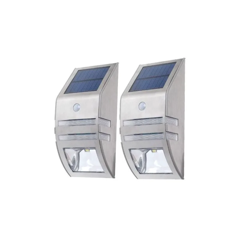 Σετ 2 Ηλιακά Φωτιστικά LED Inox με Αισθητήρα Κίνησης & Φωτός