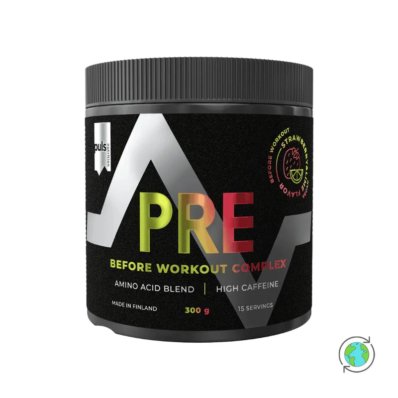 Pre Workout Complex με γεύση Φράουλα & Lime - Puls Nutrition - 300gr Φινλανδία Vegan
