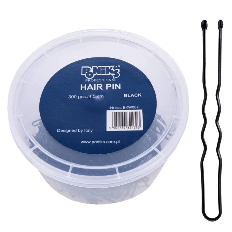 Poniks Hairdressing Hair Clips, Black, 4.5cm, 300 Pieces