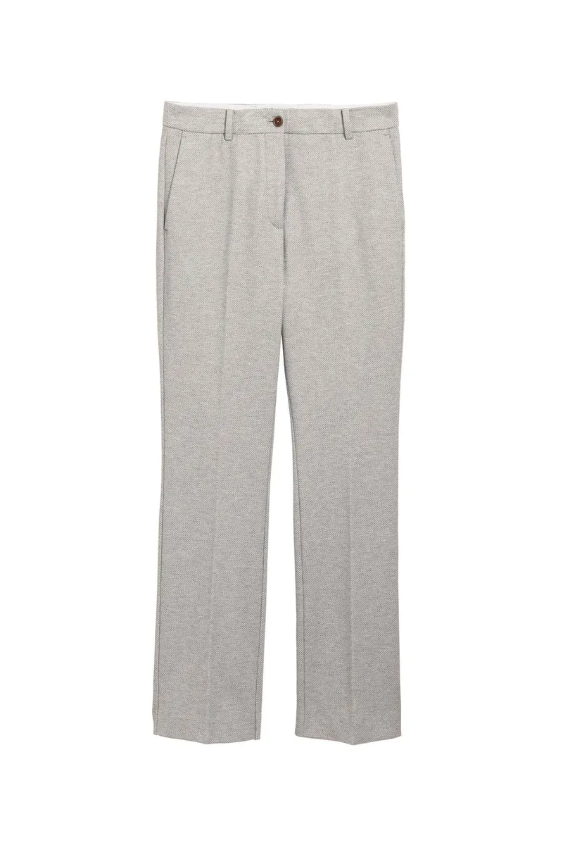 Gant γυναικείο παντελόνι μονόχρωμο cropped με πικέ υφή και τσέπες - 4150087 Γκρι